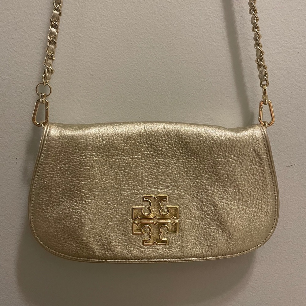 Tory Burch gold leather crossbody
